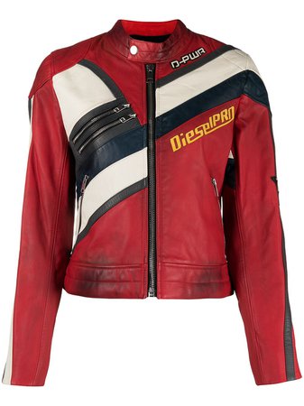 Diesel distressed-effect biker jacket red A044520LAZZ - Farfetch