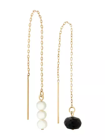 Uzerai Edits Black Spinel And Pearl Pull Through Earrings