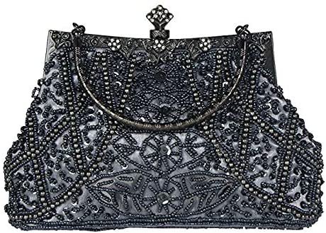 Women Handbags Rhinestone Evening Bags Crystal Party Clutches Bag (dark grey)