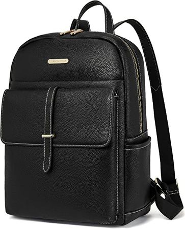 Amazon.com: BOSTANTEN Leather Laptop Backpack for Women Large Capacity 15.6 inch Computer Bag Casual College Daypack Travel Bag Black : Electronics