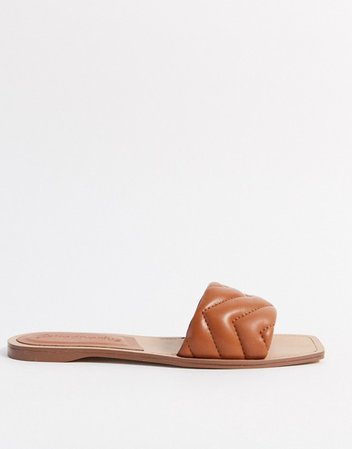 Stradvarius padded flat sandal in brown | ASOS