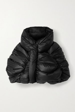 Black Cropped quilted shell down jacket | Moncler + Rick Owens | NET-A-PORTER