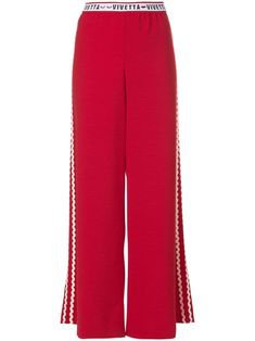 Red and white wide leg track pants from Vivetta.