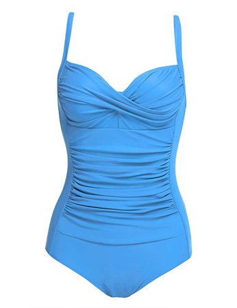 blue retro swimsuit one-piece