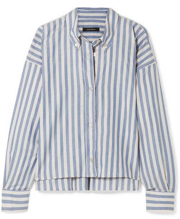 Macao Oversized Striped Cotton-poplin Shirt - Blue
