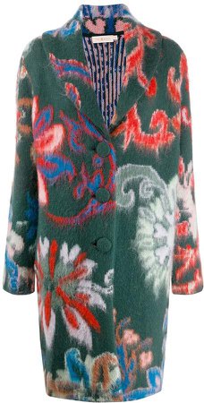 floral pattern mid-length coat