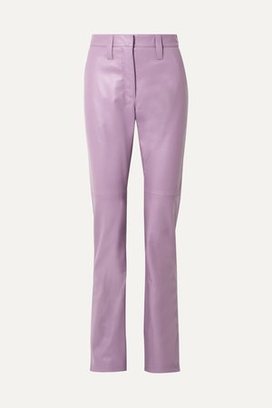 Lilac Leather straight-leg pants | Miu Miu | NET-A-PORTER