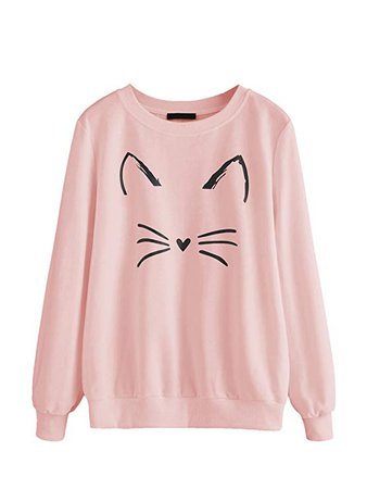 Romwe Cat Print Sweatshirt