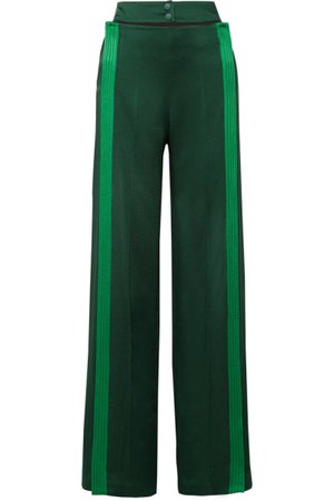 Valentino Belted striped hammered satin-jersey wide-leg pants