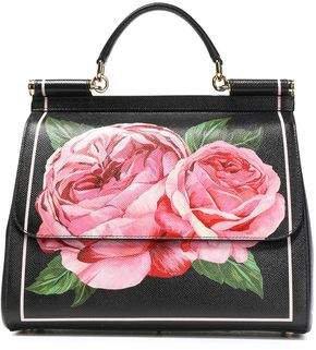 Floral-print Textured-leather Shoulder Bag