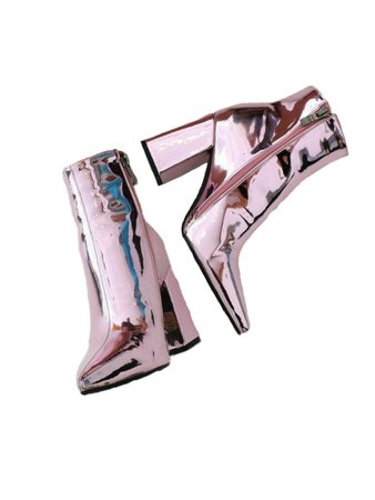 pink metallic close toed heels