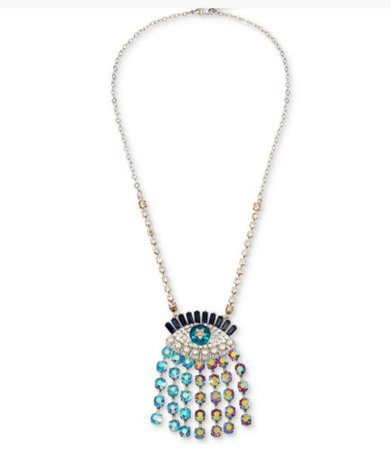 NWT Betsey Johnson Silver Tone Crystal Mystique Eye Pendant Necklace | eBay