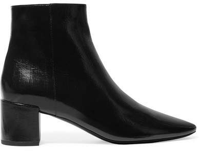Lou Crinkled Glossed-leather Ankle Boots - Black