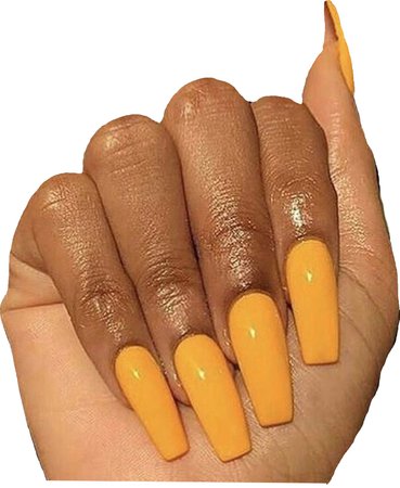 black girl nails yellow orange transparent background