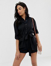 Sisters Of The Tribe Petite wrap front romper in ditsy floral | ASOS