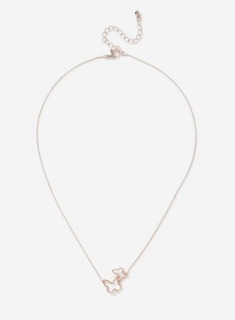 Rose Gold Look Butterfly Ditsy Necklace | Miss Selfridge