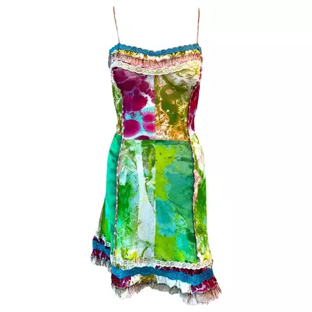 Jean Paul Gaultier S/S 2000 Psychedelic Bacteria Print Sheer Mesh Mini Dress For Sale at 1stDibs