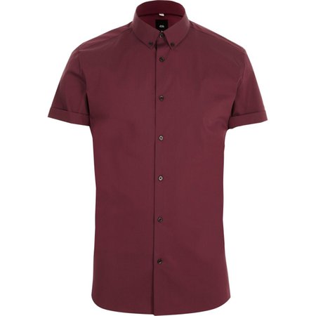 Burgundy muscle fit short sleeve shirt - Short Sleeve Shirts - Shirts - men