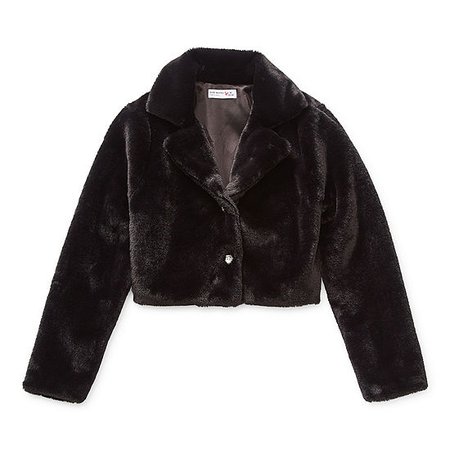 Knit Works Faux Fur Little & Big Girls Midweight Cropped Jacket, Color: Black - JCPenney