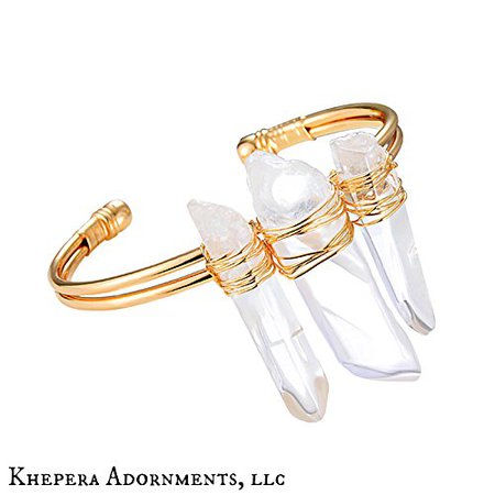 Amazon.com: Quartz Crystal Bracelet Wire Wrapped Energy Stone Spike Crystals Raw Aura Jewelry Cuff Bracelets Spiritual Gemstone Bracelet: Handmade