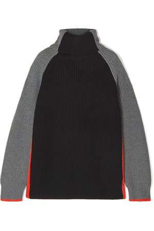 Victoria, Victoria Beckham | Oversized color-block wool turtleneck sweater | NET-A-PORTER.COM