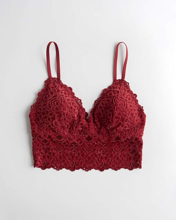 Red Girls Gilly Hicks Chenille Lace Longline Bralette | Girls New Arrivals | HollisterCo.com