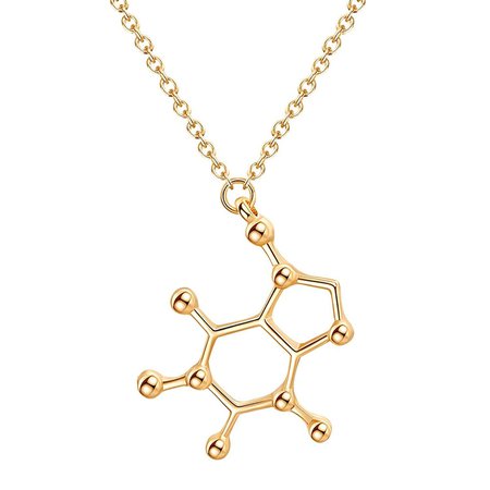 gold caffeine molecule necklace
