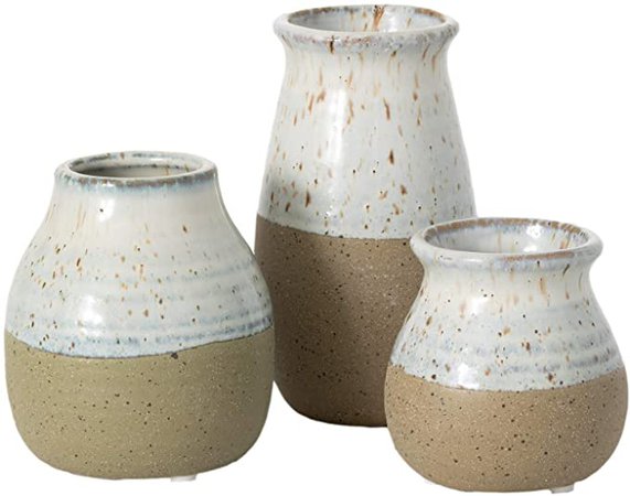 Amazon.com: Sullivans Ceramic Vase Set- 3 Small Vases, Rustic Home Décor, Modern Farmhouses; Ideal Shelf Décor, Table Décor, Bookshelf, Mantle, Entryway- Two- Toned (CM2947): Kitchen & Dining