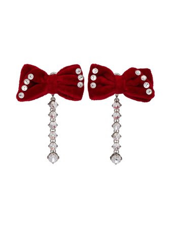 Miu Miu Embellished Velvet Earrings 5IO0302E08 Red | Farfetch