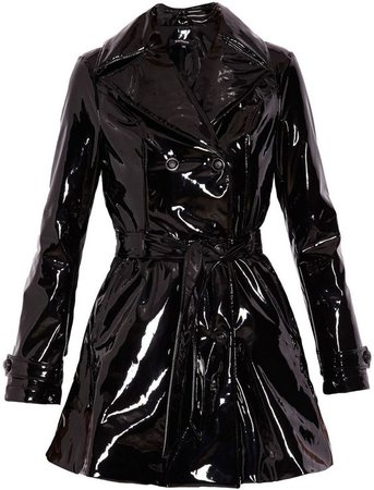*clipped by @luci-her* Morgan Wet-Look Belted Trench Coat