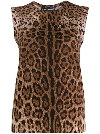Shop Dolce & Gabbana leopard print tank top with Express Delivery - FARFETCH
