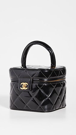 What Goes Around Comes Around Chanel Black Patent CC Vanity Bag | SHOPBOP