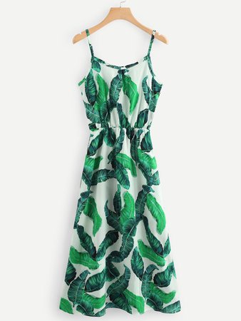 Tropical Leaf Print Cami Dress | SHEIN