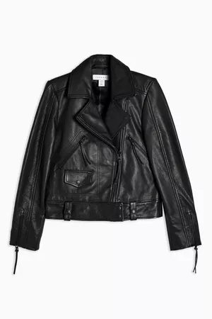 Leather Biker Leather Jacket Black Topshop