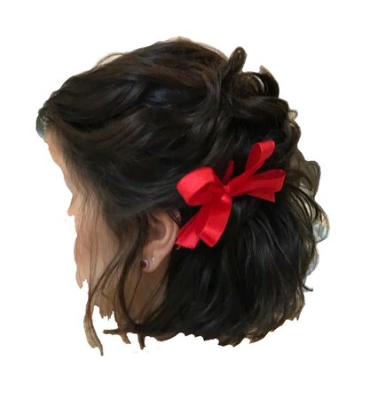 black hair red ribbons