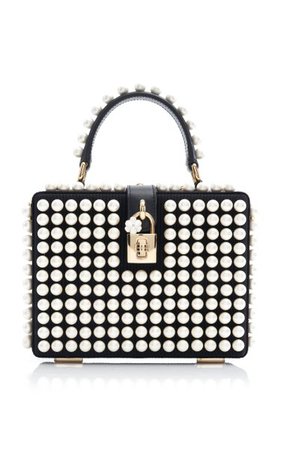 Dolce Box Pearl-Embellished Leather Top Handle Bag By Dolce & Gabbana | Moda Operandi