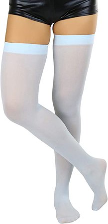 ToBeInStyle Women's Nylon Thigh High Schoolgirl Opaque Stockings (Baby Blue) at Amazon Women’s Clothing store