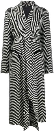 oversized striped double-breasted coat