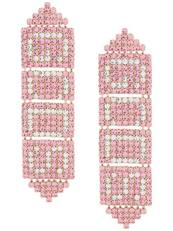 Gcds crystal-logo drop earrings pink FW21W010136 - Farfetch
