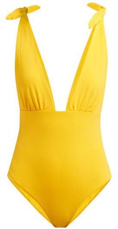 Daphne Deep V Neck Swimsuit - Womens - Yellow