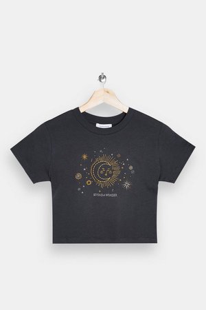 Gray Centre Moon Crop T-Shirt | Topshop