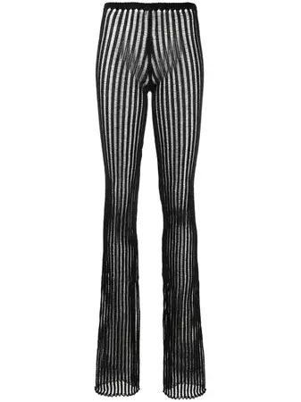A. ROEGE HOVE Patricia Striped Sheer Flared Trousers - Farfetch