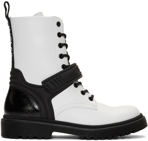 Moncler White Calypso Combat Boots - ShopStyle