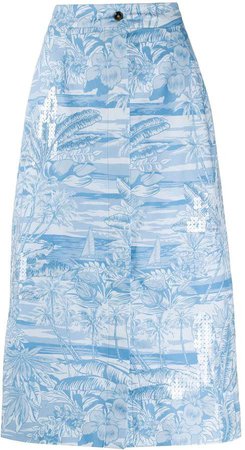 Brognano tropical-print A-Line skirt
