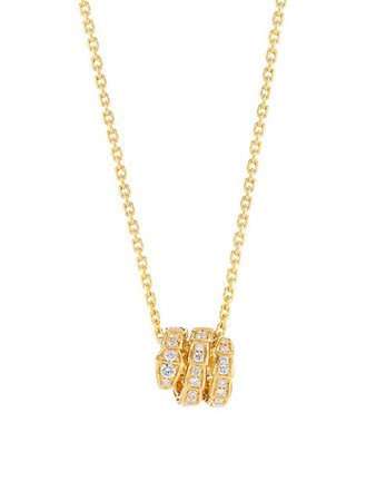 Shop BVLGARI Serpenti Viper 18K Yellow Gold & Pavé Diamond Pendant Necklace | Saks Fifth Avenue