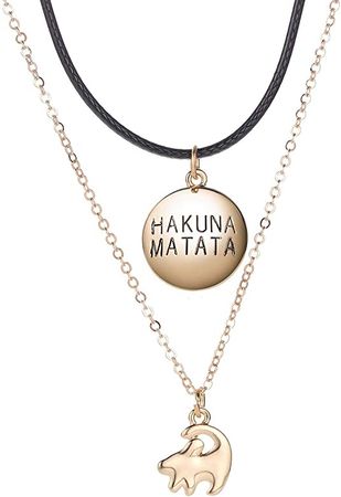 Amazon.com: Blingsoul Hakuna Pendant Lion Layered Necklace - Simba King Matata Gold Chain Christmas Jewelry For Women | [J100052] Hkuna Mtata : Clothing, Shoes & Jewelry