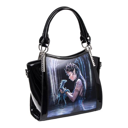 Anne Stokes Water Dragon 3D Black Handbag, Gothic Shoulder Bag