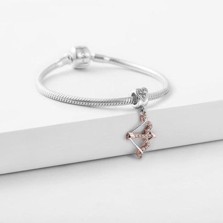 The Arrow Of Love Charm Rose Gold Plated Silver-with bracelet