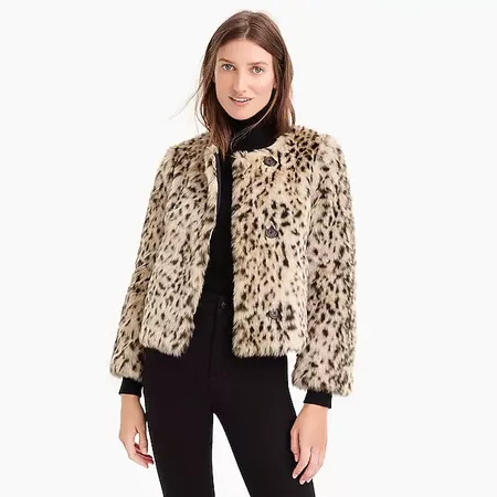 Cropped faux fur coat in snow leopard : Women coats & jackets | J.Crew