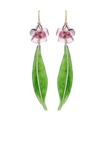 Irene Neuwirth 18kt rose and white gold One-Of-A-Kind flower earrings green & pink EOKBTPTNE1012K - Farfetch